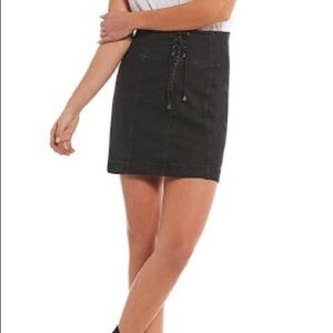 Free People high waisted black lace up skirt